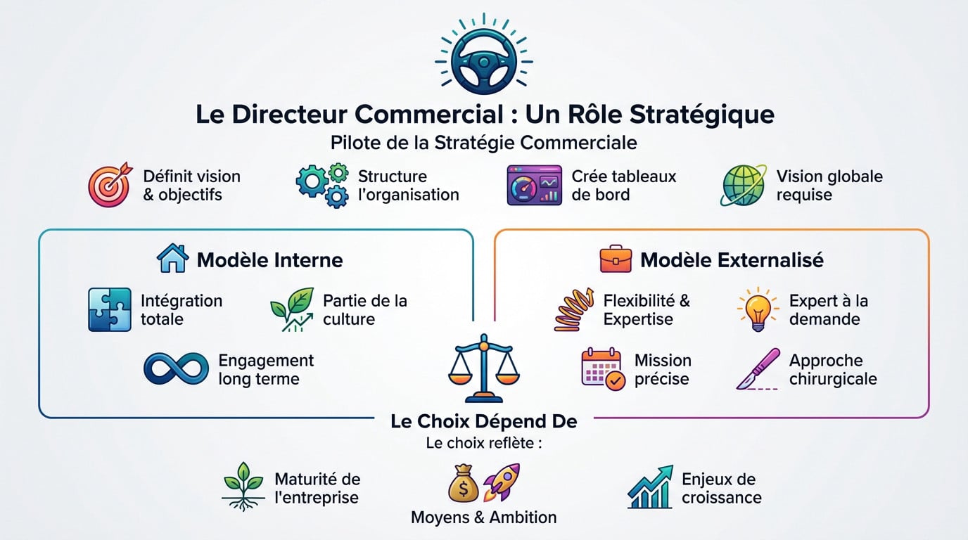 Comparaison stratégique entre un directeur commercial interne et externalisé pour PME